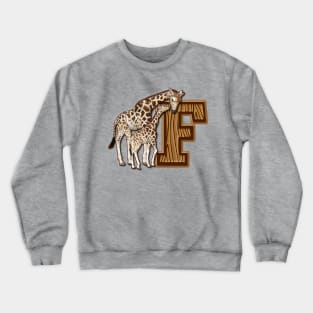 Mom and Baby Giraffe Monogram F Crewneck Sweatshirt